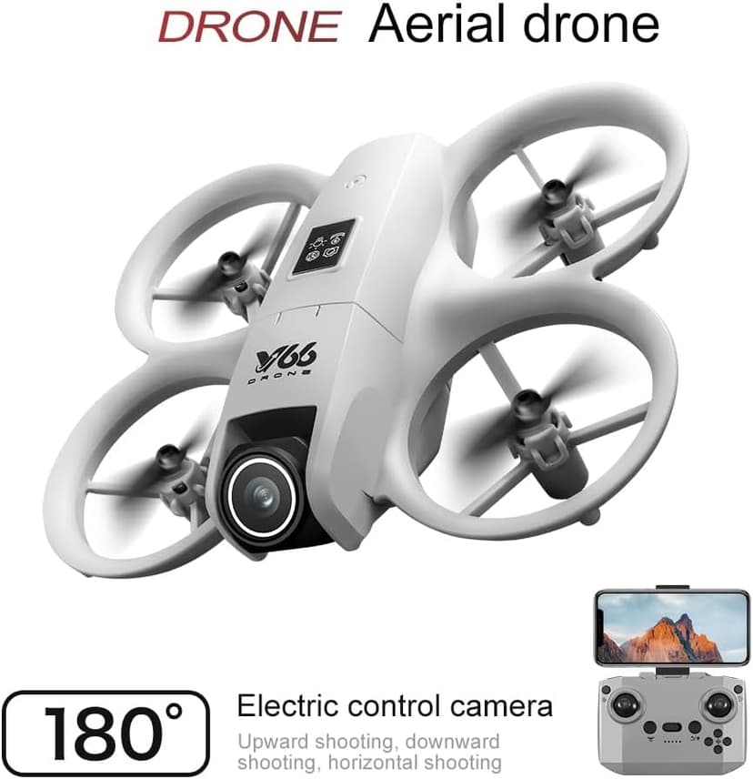 RC Small Drone with Dual Cameras, Propeller Guard, Altitude Hold, One-Key Takeoff, 3D Flips, 2 Batteries, Intelligent Obstacle Avoidance, Remote Control Helicopter Airplane, Hovering, APP Control, LED Lights, for Beginners FPV Palm Takeoff Mini Quadcopter (Orange)