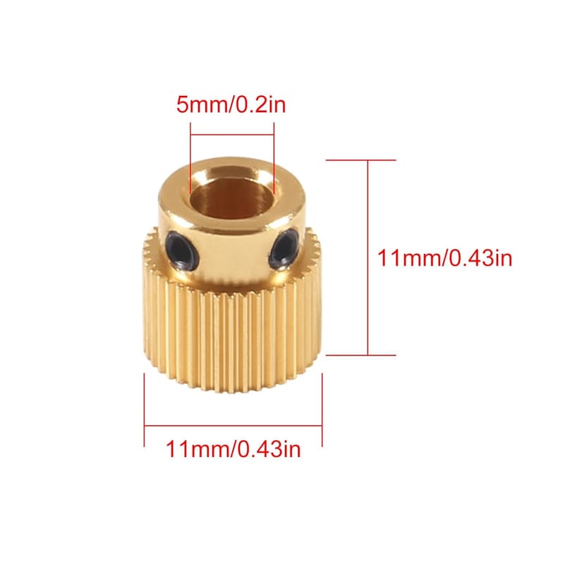 Aokin Brass Extruder Wheel Gear 40 Teeth Drive Gear 3D Printer Parts for Creality Ender 3, Ender 3 Pro, Ender 3 V2, Ender 5/5 Pro/5 Plus, CR-10/10S, CR-10 S4, CR-10 S5, 3 Pcs with a Wrench