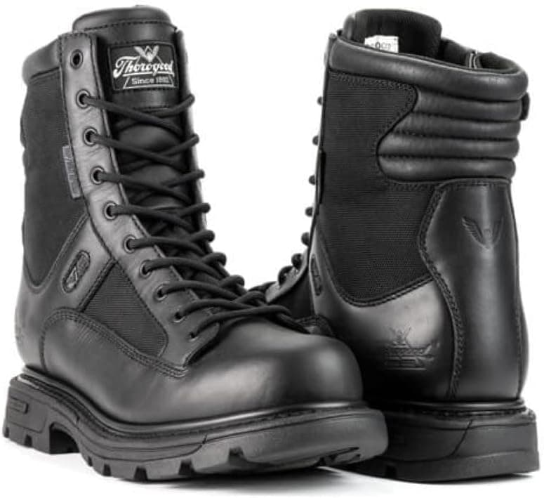 Thorogood GEN-Flex2 8” Side-Zip Waterproof Black Tactical Boots for Men and Women - Lightweight Leather and Nylon with Slip-Resistant Outsole; EH Rated