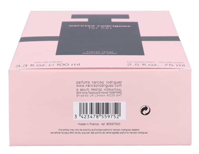 Narciso Rodriguez 2 Pc. Gift Set for Women Edt 3oz + B/l 2.5 Oz, 3fl Oz