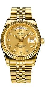 LOREO Women's Diamond Automatic Mechanical Rose Gold Stainless Steel Sapphire Waterproof Lady's Elegant Blue Watch