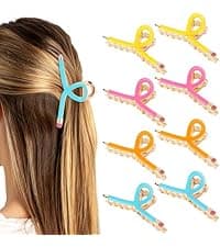 Back to School Jaw Barrettes Cute Teacher Appreciation Gift Accessories Party Costume Christmas YARIEW Pencil Hair Claw Clips for Women Thick Hair Clips for Teacher Gifts B0DSB6GNKS