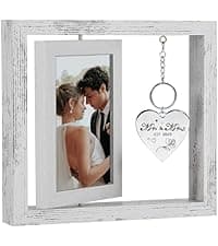 Wedding Gifts for Couples 2025,Rotating Floating Mr and Mrs Picture Frame,4x6 Rustic Picture Frame Engagement Gifts for Couples,Bridal Shower Gift for Bride to Be