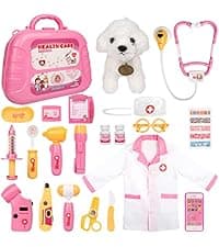 A gift for girls birthday Christmas, Encourages caring role play, builds confidence, stays neatly organized Meland Doctor Kit with Puppy for Girls, Pretend Play Toy Gift for Ages 3–6 B09PD6YWF1