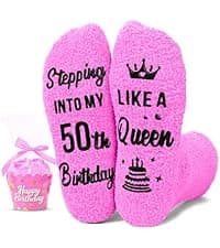 HAPPYPOP 50th Birthday Gifts for Her - Funny Socks for Women in Their 50s, 50 Year Old Birthday Gift