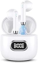 Wireless Earbuds for iPhone 12 Pro Max Bluetooth 5.3 Headphones with LED Display Charging Case, Waterproof IPX7 Hands-Free Headset with Mic, Hi-Fi Stereo Sound, Touch Control - White