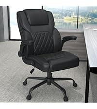 AnyGod Executive Office Chair, Comfy Ergonomic Computer Desk Chairs with Flip-up Armrests, Lumbar Support, High Back, 360° Swivel and Rocking Function for Home Office
