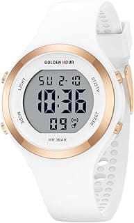 GOLDEN HOUR Waterproof Sport Women's Digital Chronograph Silicone Strap Watch