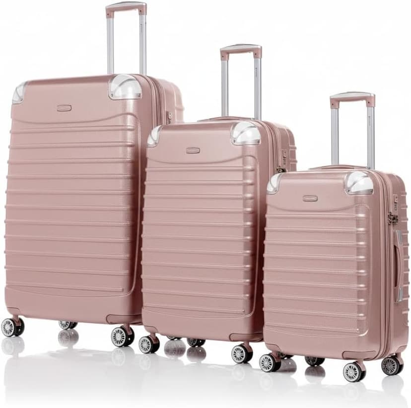 Gabbiano Vintage 3-Piece Luggage PC Hard Shell Set – Expandable Polycarbonate Luggage Set with Spinner Wheels, TSA Lock, Hardside Vintage Luggage Sets (Rose Gold, 3-Piece set)