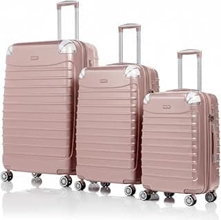 Gabbiano Vintage 3-Piece Luggage PC Hard Shell Set – Expandable Polycarbonate Luggage Set with Spinner Wheels, TSA Lock, Hardside Vintage Luggage Sets (Rose Gold, 3-Piece set)