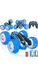Remote Control Car, 2.4GHz RC Stunt Car, Double Sided 360° Rotating RC Cars with LED Headlight & LED Wheel, High Speed Off Road RC Crawler Xmas Gift for 3 4 5 6 7 8-12 Year Old Girls Toys (Pink)