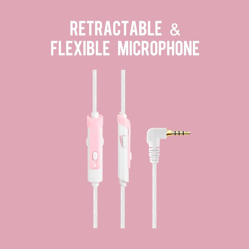 USOTSO MPOWER Stereo Gaming Headset for PS4, PC, Mobile, Noise Cancelling Over Ear Headphones with Retractable Flexible Mic & Soft Memory Earmuffs for Laptop Mac Games-Angel Edition