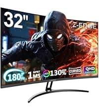 Z-Edge 34" Curved Gaming Monitor, WQHD 1440P 165Hz 144Hz PC Monitor, MPRT 1ms, 21:9 Aspect Ratio, 1500R, 16.7M Colors, 3000:1 Contrast, UG34 Frameless Bezel, 2X DP 1.4 Ports and 2X HDMI 2.0 Port