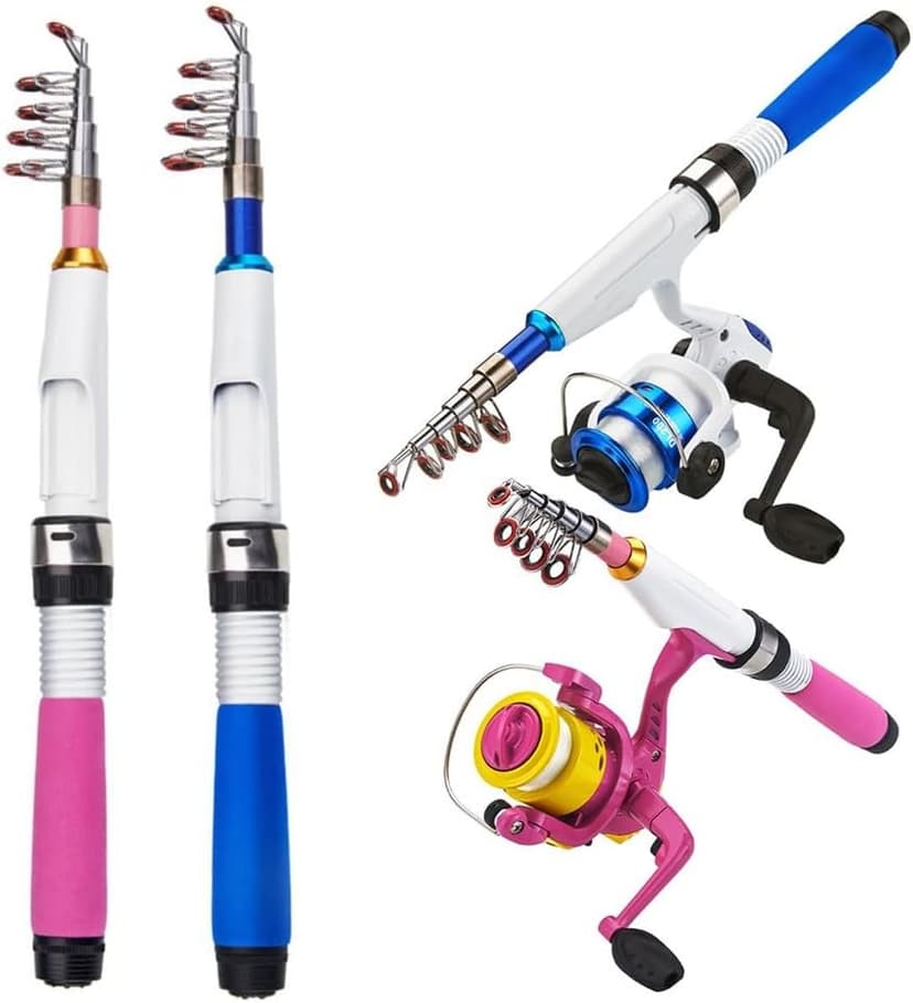Collapsible Fishing Rod and Reel-Combo,Mini Telescopic Fishing Rod with Spinning-Reel, Portable Collapsible Fishing Pole Kit for Saltwater and Freshwater