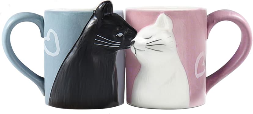 Couple Gifts Cute Kissing Cat Mug Matching Couples Stuff Ceramic Coffee Mugs for Wedding Gifts Anniversary Valentines Engagement Gifts for Couples Cat Lovers 12oz B07MQCGDH6