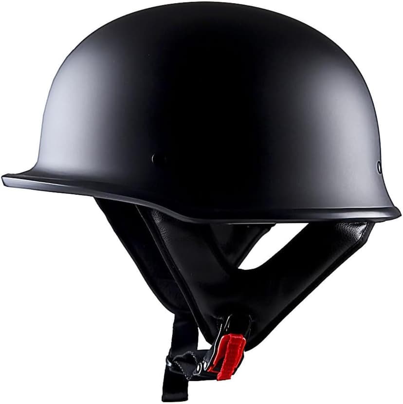 1Storm Novelty Motorcycle Half Face Helmet Open German Style DOT Approved: HKY602 Matt Black