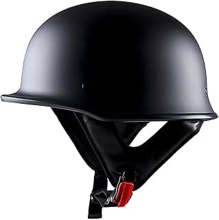 1Storm Novelty Motorcycle Half Face Helmet Open German Style DOT Approved: HKY602 Matt Black