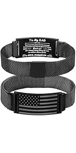 To My Son/Stepson/Son-in-Law Bracelet, Adjustable Stainless Steel American Flag Bracelet Jewelry, Birthday Valentine Christmas Day Gifts