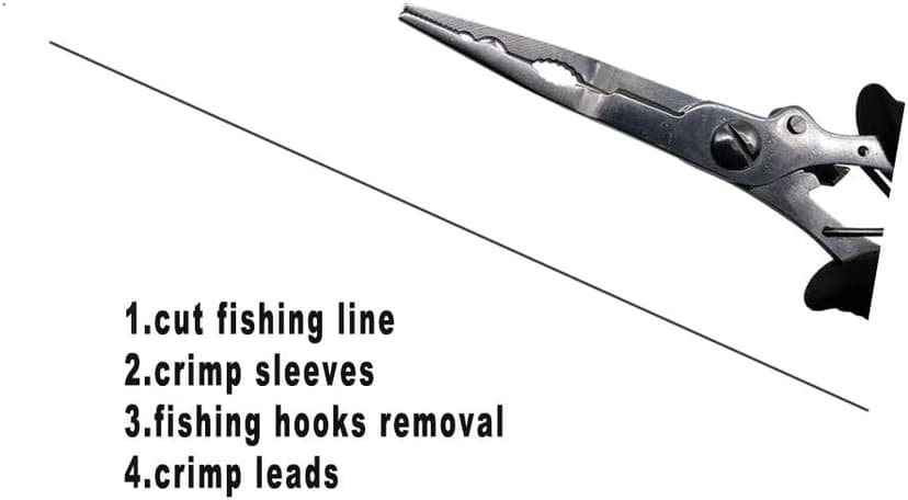 Amoygoog Stainless Steel Fishing Pliers - Needle Nose Plier for Cutting Fishing Line, Multitool Pliers with Sheath and Telescopic Lanyard | Fishing Tools