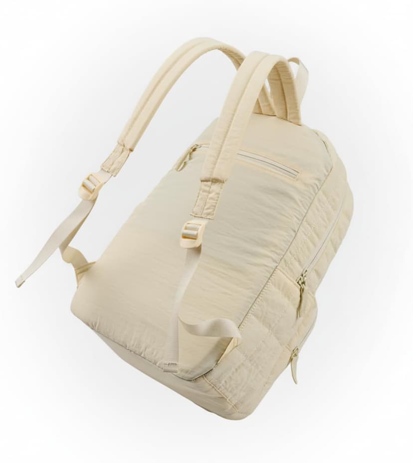 KAILUOLAI Quilted Backpack, Water-Resistant Nylon Bookbag for 15.6 Inch Laptop, College Bookbag Travel Backpack for Men Women (Off-white)