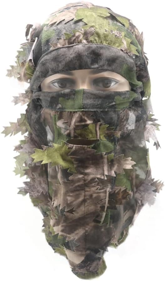 EAmber Ghillie Camouflage Leafy Hat 3D Full Face Mask Headwear Turkey Camo Hunter Hunting Accessories