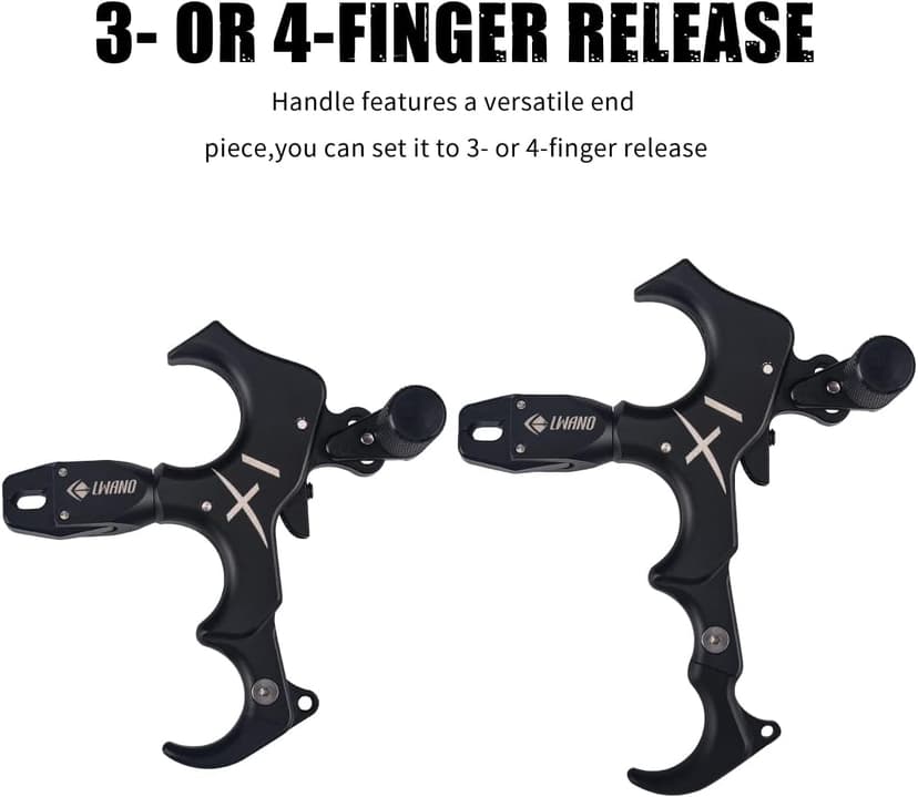 LWANO X1 Compound Bow Thumb Bow Release, 3&4 Finger Grip Adjustable Archery Release Aids