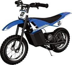 Razor MX125 Dirt Rocket Electric-Powered Bike with Authentic Motocross Geometry, Rear-Wheel Drive,100-watt, high-Torque, Chain-Driven Motor, for Kids 7+, Blue