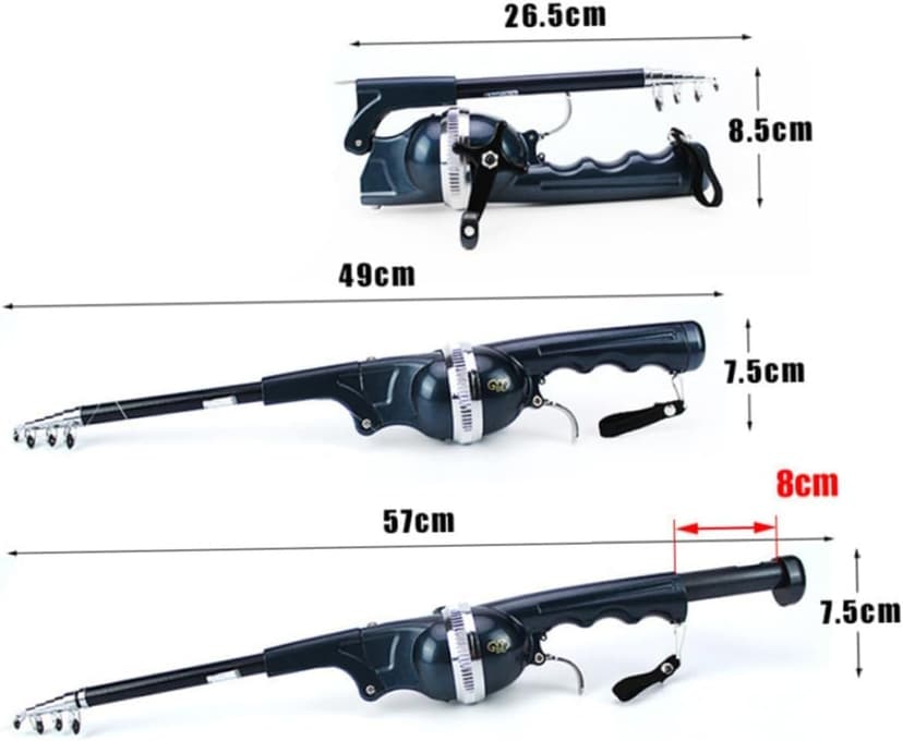 VBQFDPH Mini Fishing Rod and Pocket Fishing Rod & Reel Combo - Collapsible Telescopic Ultra-Compact Foldable Design, 6x5.5x1.62 Inch Portable Outdoor Gear for Travel, Hiking, Backpacking