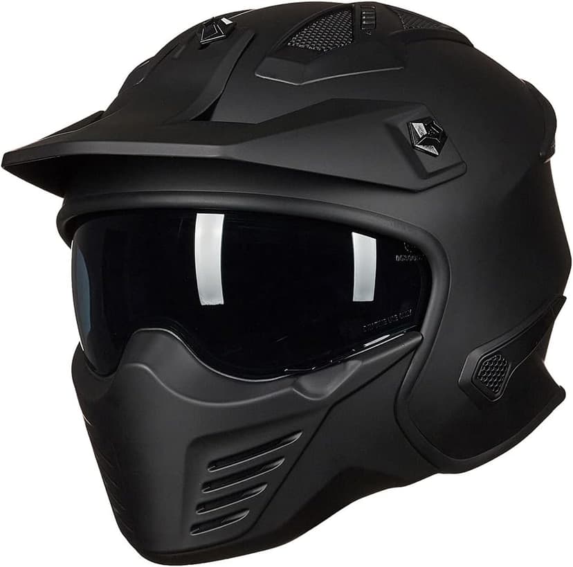 ILM Open Face Motorcycle 3/4 Half Helmet for Dirt Bike Moped ATV UTV Motocross Electric Cruiser Scooter DOT Model 726X(Matte Black,L)