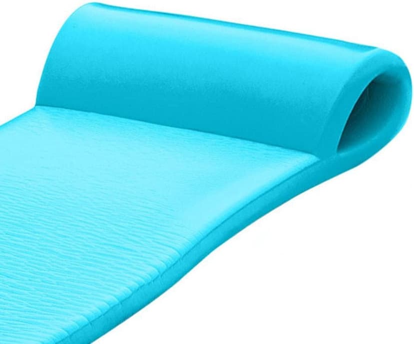 TRC Recreation Sunsation Vinyl Coated Foam Swimming Pool Float Mat Adult Lounger with Built-in Roll Pillow