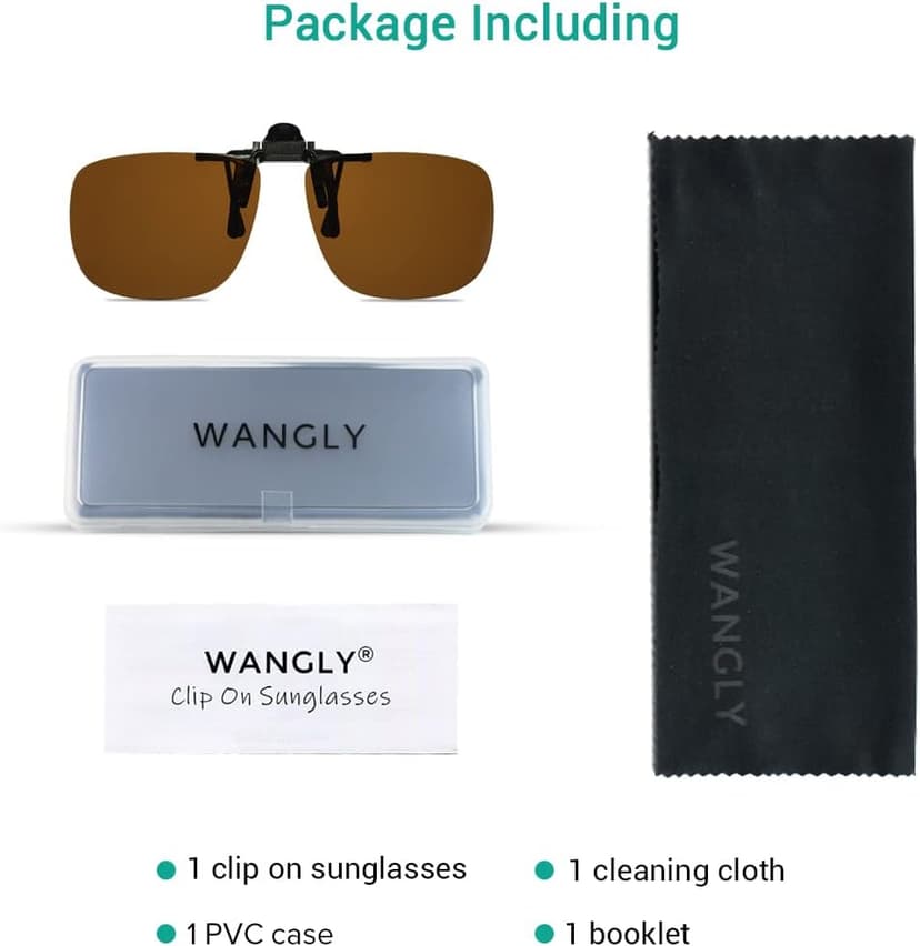 WANGLY Polarized Unisex Clip on Flip up Sunglasses over Prescription and Reading Glasses Frames