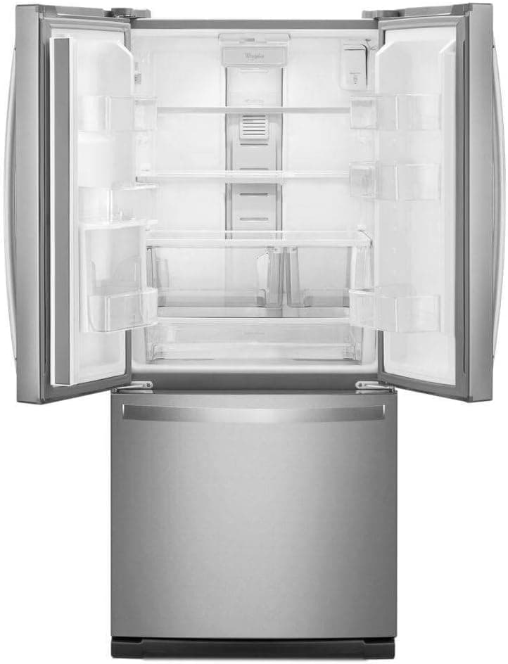 Whirlpool 30 Inch French Door Refrigerator with 19.7 Cu. Ft. Capacity, Internal Ice Maker, Water Dispenser, Spill-Proof Glass Shelves, EveryDrop® Filtration and Fast Cool: Stainless Steel