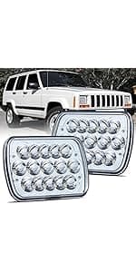 LEDMIRCY H6054 LED Headlights, 5x7 LED Headlights Rectangular 2PCS 90W High Low Sealed Beam Square 7x6 Headlight DOT Approved for Truck Chevy Cherokee Tacoma Ford Van Sedans H5054 H6014 H6052 6053
