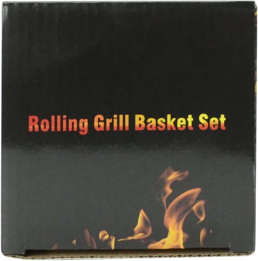 Rolling Grill Basket, Removable Wooden Handle, 304 Stainless Steel, Nesting Smoker Net, BBQ Accessories Tools for Vegetable Shrimp, Outdoor Cooking Camping, Birthday Gifts for Men Dad Husband