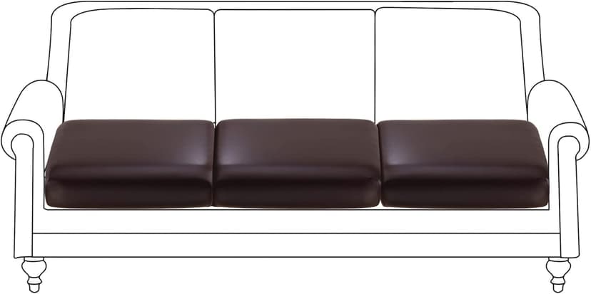 Fuloon Faux Leather Couch Cushion Slipcover, Waterproof Stretch Covers for Sofa, RV Chair Seat Cover, Individual Loveseat Couch Cushion Replacement, PU Leather Sofa Slipcovers(3 Pack, Brown)