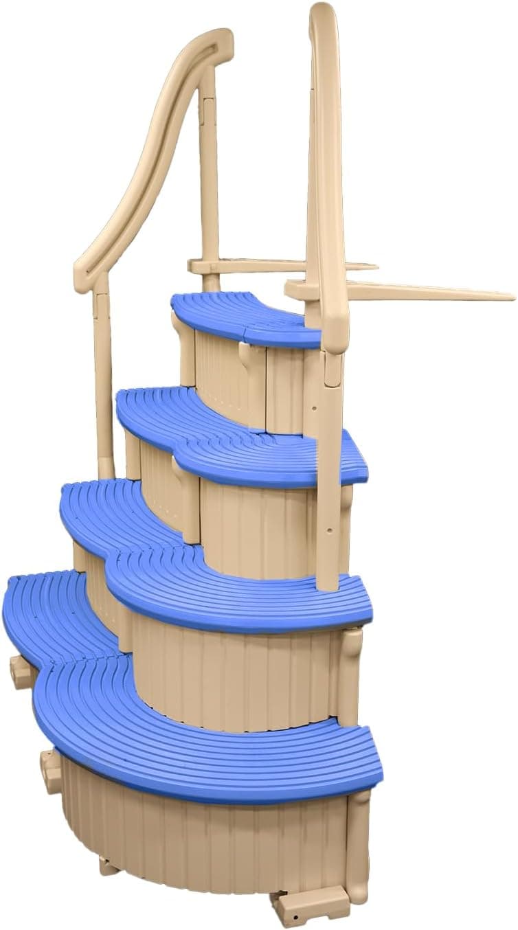 Confer Plastics Curve CCX-AG Drop in Above Ground Pool Step with Blue Treads - Base Step with Add-On