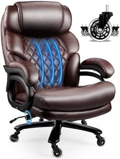 800LBS Big and Tall Office Chair for Heavy People, Heavy Duty Executive Chair with High Back, Extra Wide Seat and Adjustable Lumbar, Large Computer Desk Chair Comfortable for Home Office (Brown)