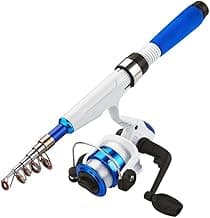 Collapsible Fishing Rod and Reel-Combo,Mini Telescopic Fishing Rod with Spinning-Reel, Portable Collapsible Fishing Pole Kit for Saltwater and Freshwater