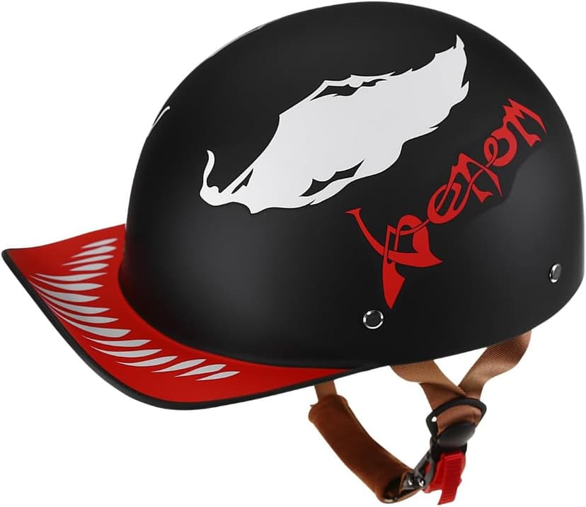 Vintage Retro Open Face Motorcycle Helmet Baseball Cap Half Helmets with pull-down Lens for Men Women Moped Cap Jet Scooter Street Cruiser - DOT Certified (Moto Rider, Medium)