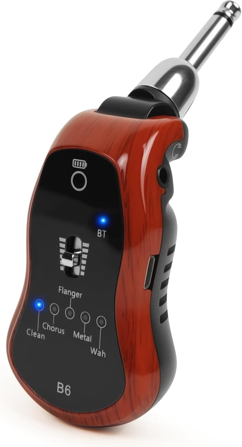 OW Portable Headphone Amp Synthesizer Pocket Plug Amplifier Rechargeable for Electric Guitar with Bluetooth Receiver Support 5 Effects: Clean/Chorus/Flanger/Metal/Wah