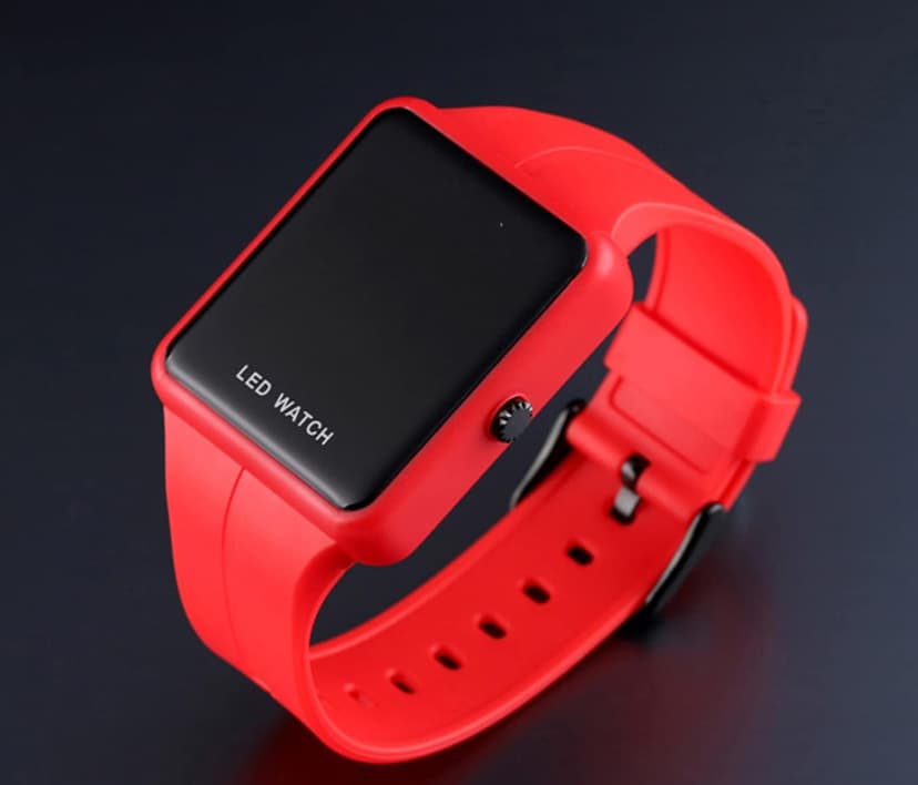 MASTOP Simple Men Women Sports LED Digital Big Display Waterproof Date PU Strap Square Electronic Couple Watch