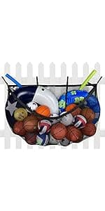 MeshTitan Heavy-Duty Pool Storage Bag - Floats & Toys Organizer with Sturdy Mesh & Anti-Sagging Support (Black)