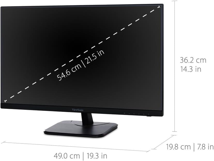 ViewSonic VA2256-MHD 22 Inch 1080p Monitor, IPS Display with FreeSync for Smooth Home and Office Viewing, HDMI, DisplayPort, and VGA Inputs