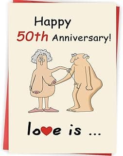 Funny 50th Wedding Anniversary Card for Men Women, Funny 50 Years Anniversary Decorations Gifts for Couple Husband Wife