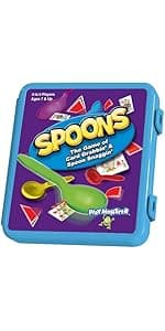 Spoons in a Case, Card Games for Kids - Spoons Game, Fun Family Games for Kids and Adults, Game Night, Travel Games, 3-6 Players, Ages 7+