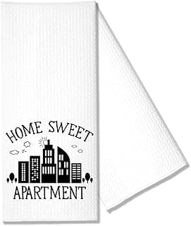 Hafhue Home Sweet Apartment Kitchen Towels, Funny Kitchen Towels, Microfiber White Towel, Sweet Housewarming Gifts, New Apartment Present, for Mom Aunt Neighbor