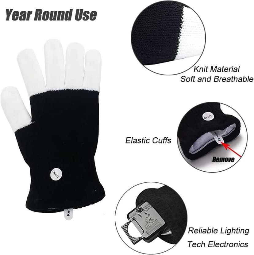 Luwint Children LED Finger Light Up Gloves - Glow Flashing Cool Fun Toys for Kids, Boy Girl 7-12 Years