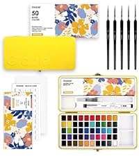 High Pigment Paints, Blendable Colors, Portable Travel Case, Painting, Sketching, Illustration, Beginner And Hobby Artists Grabie 50 Color Watercolor Paint Set with Brush Pens B0BJPQ3TKS