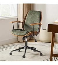 HULALA HOME Modern Faux Leather Home Office Chair with Tilt Lock & Metal Base, Desk Chair with Wheels & Padded Cushion, 360° Swivel Wide Seat Computer Task Chair, Camel