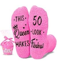 HAPPYPOP 50th Birthday Gifts for Her - Funny Socks for Women in Their 50s, 50 Year Old Birthday Gift